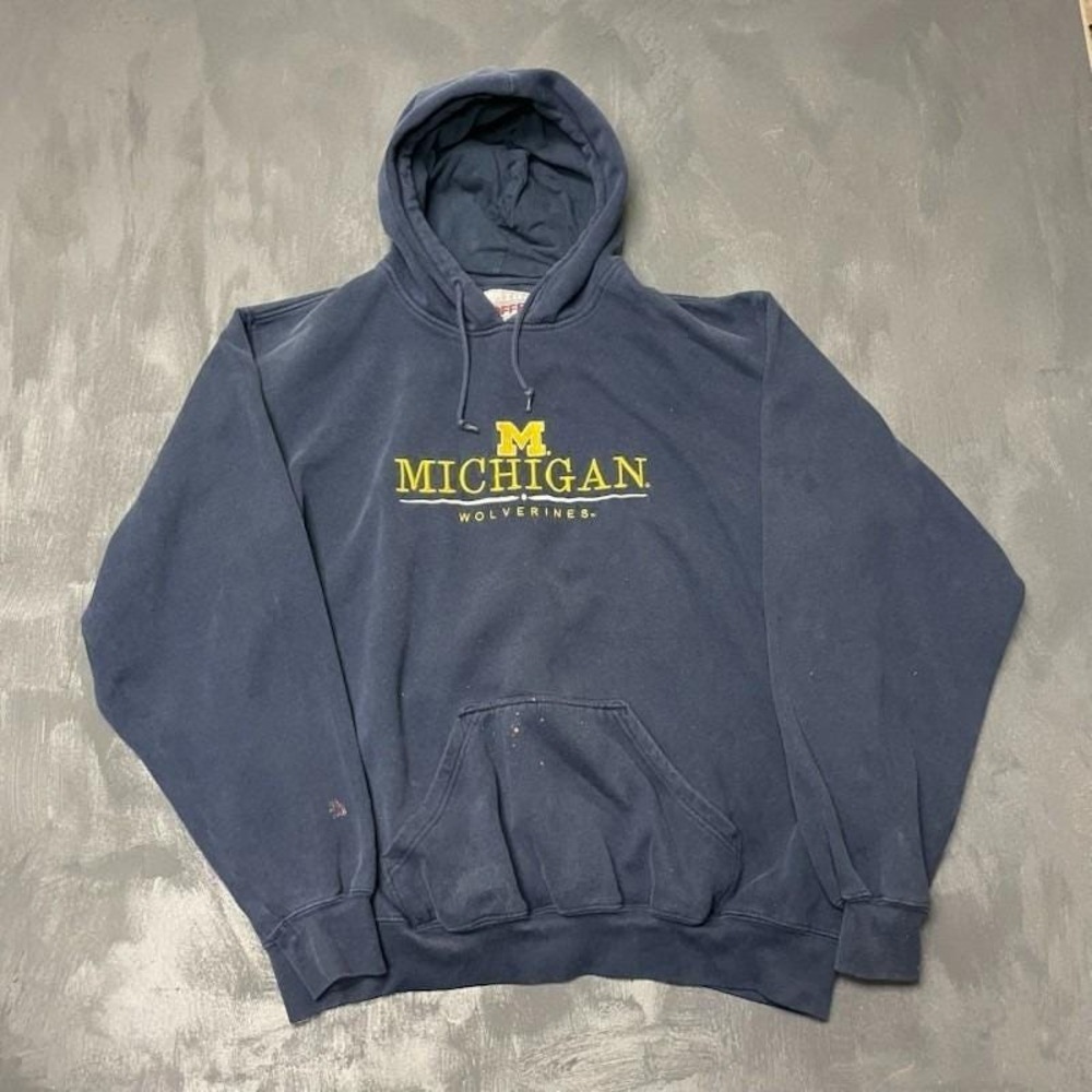 Vintage Michigan Wolverines Hoodie Men XXL Blue 1990s Soffe